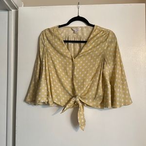 Thin yellow top with bell sleeves